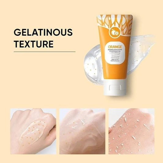 Orange Enzyme Brightening Exfoliating Gel for Face & Body Deep Cleansing & Daily Skin care routine Orange exfoliating Whitening gel Scrub for Face and Body